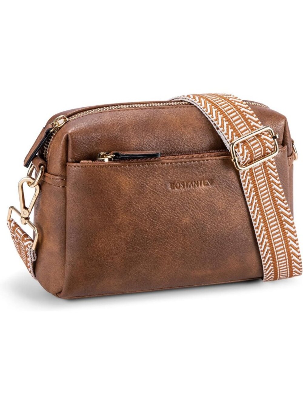 Stylish Triple Zip Crossbody Purse for Women - Leather Handbag with Colorful